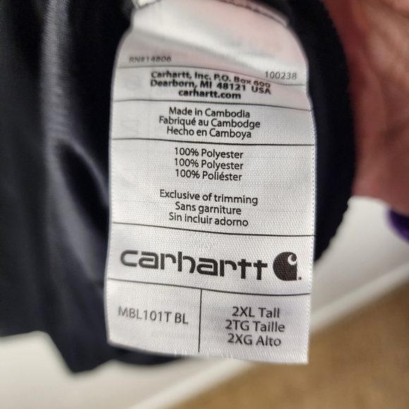 Carhartt Base Force Midweight Black Thermal Long Sleeve Top Mens 2XL Tall - Picture 8 of 9